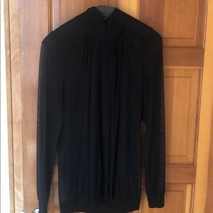 High neck long sleeve sheer black sexy top